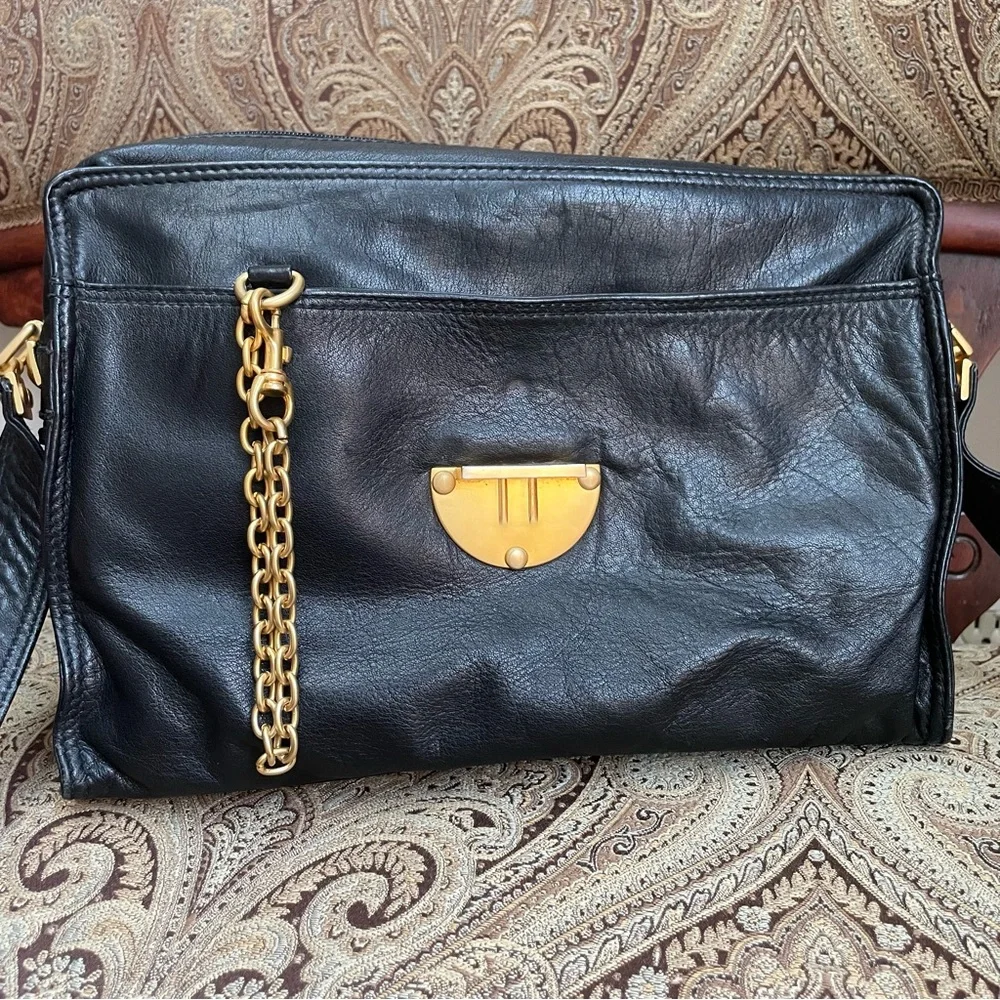 Donna Karan Black Crossbody Bag with Gold Accents - Picture 6 of 11